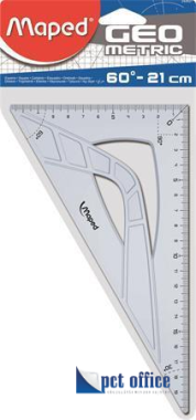 Vonalzó, műanyag háromszögletű 60° Maped Geometric háromszögletű 21 cm-es