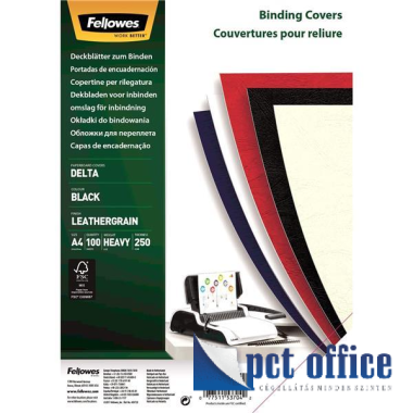 Spirál hátlap A4 250 gr Fellowes Delta Bőrhatású matt, Fekete