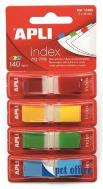Oldaljelölő/Jelölőcímke, műanyag, 4x35 lap, 12x45 mm Apli vegyes szín