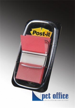 Oldaljelölő/Jelölőcímke, műanyag, 50 lap, 25x43 mm, 3M POSTIT, piros