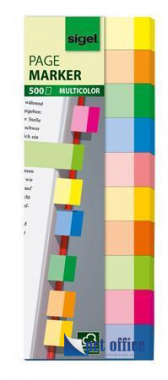 Oldaljelölő/Jelölőcímke, papír, 10x50 lap, 15x50 mm, SIGEL Multicolor, vegyes szín