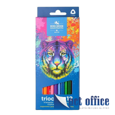Színes Ceruza 12 db-os háromszögletű Triocolor Koh-I-Noor Tigris