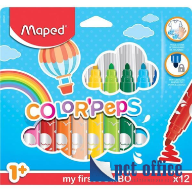 Filctoll készlet 12 db-os Kimosható 1- 5 mm Maxi Color Peps Maped