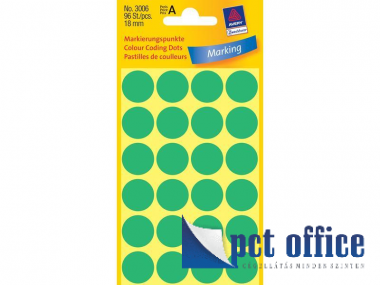 Etikett címke, kör alakú, Jelölőpont öntapadós 18 mm Avery zöld 96 db/csomag 3006