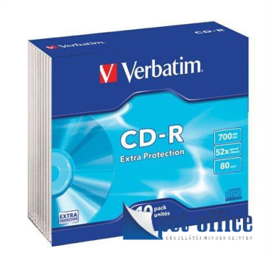 CD-R lemez, 700MB, 52x, vékony tok, VERBATIM DataLife 10 db-os