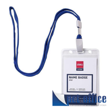Névkitűző/Névjegykitűző Deli DL5757 70x105 mm nyakba akasztóval, álló
