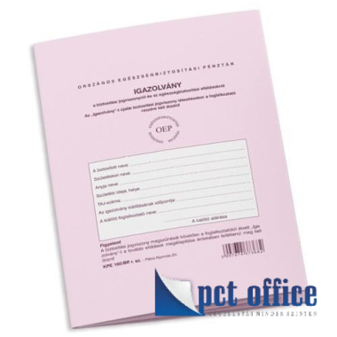 KPE.160/BP OEP igazolvány kiskönyv biztosítási jogviszonyról és az egészségbiztosítási ellátásokról