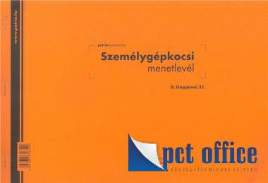 D.Gépj.31/Új Személygépkocsi menetlevél A4 Pátria