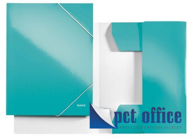 Gumipántos mappa 15 mm karton lakkfényű A4 Leitz Wow jégkék