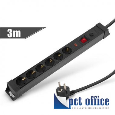 Elosztó 6-os 3 m kapcsolóval túláram védelemmel