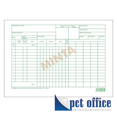 B.12-158 Készletnyilvántartó lap A4