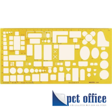 Vonalzó, műanyag sablon, berendezési T2 / 1:50