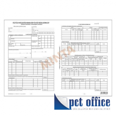 B.7300-261/V/Új Külföldi kiküldetési utasítás és költségelszámolás 2 x 2 példányos, A3