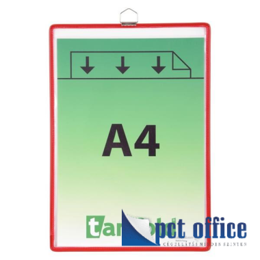 Bemutatótábla, acélkeretes, függő, A4, álló, fém fülecskével, DJOIS, piros