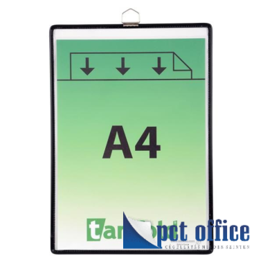 Bemutatótábla, acélkeretes, függő, A4, álló, fém fülecskével, DJOIS, fekete