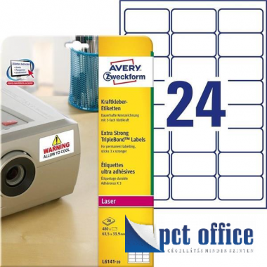 Etikett címke Avery L6141-20 63,5 x 33,9 mm 20 ív / csomag