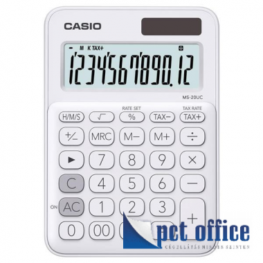 Számológép asztali 12 számjegy Casio MS 20 UC WE Fehér