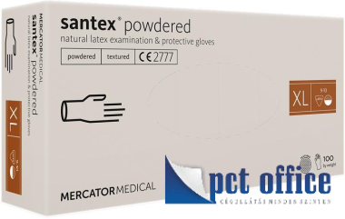 Vizsgálókesztyű Santex powdered Latex Enyhén púderezett 100 db / csomag xl