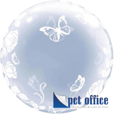 Lufi Deco Bubble 24 inch-es Elegant Roses and Butterflies - Pillangó és rózsa
