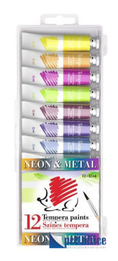 Tempera 12x12 ml ICO 8 metál + 4 neon