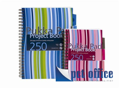 Spirálfüzet A5 vonalas Pukka Pad 125 lapos Regiszteres Stripe project book