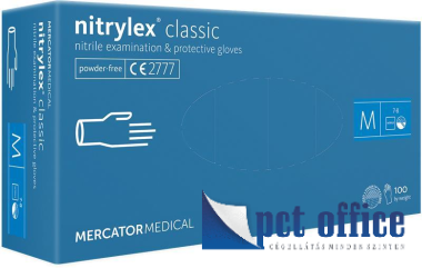 Vizsgálókesztyű Nitrylex PF Classic A100 kék púdermentes 100 db / csomag m