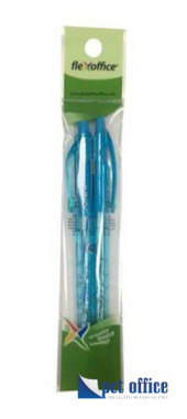 Golyóstoll nyomógombos 0,25 mm FLEXOFFICE Jonat kék 2 db