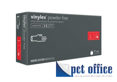 Vizsgálókesztyű Vinylex Mercator átlátszó vinil Púdermentes 100 db / csomag l