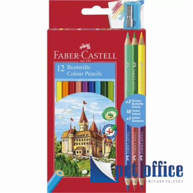 Színes Ceruza 12+3 db-os hatszögletű Vár mintás Faber Castell