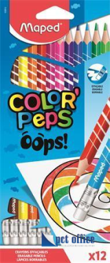 Színes Ceruza 12 db-os háromszögletű radírozható Maped Color Peps Oops