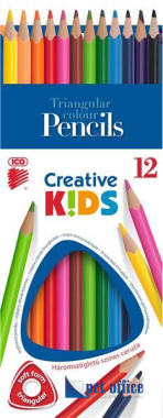 Színes Ceruza 12 db-os háromszögletű Creative Kids