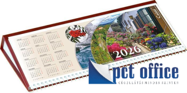 Naptár Színes Asztali Csízió fekvő bordó 2026.