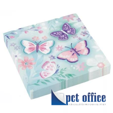 Party Szalvéta 2 rétegű 16 db-os 33x33 cm Flutter Pillangó