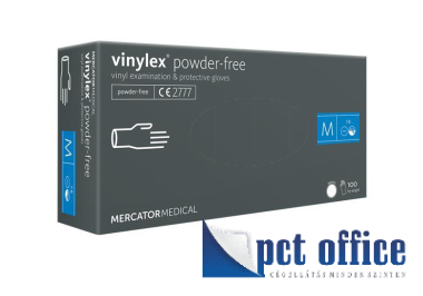Vizsgálókesztyű Vinylex Mercator átlátszó vinil Púdermentes 100 db / csomag m