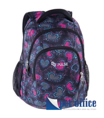 Iskolatáska, hátitáska Pulse Teens Universe Hearts fekete-rózsaszín