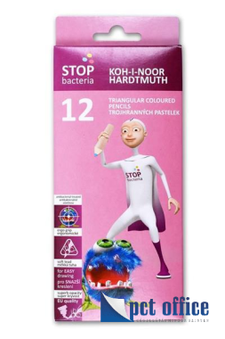 Színes Ceruza 12 db-os háromszögletű Stop Bacteria Koh-I-Noor