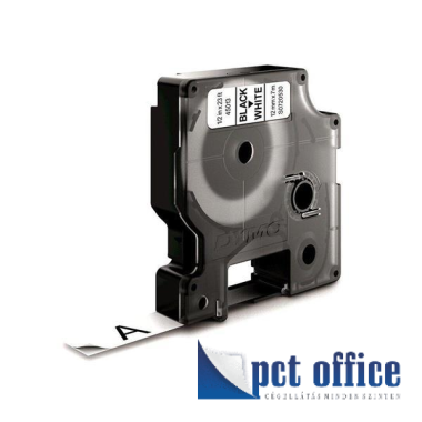 Feliratozógép szalag, 12 mm x 7 m, DYMO D1, fehér-fekete