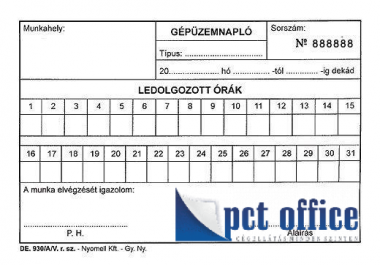 D.E.930/A/V Gépüzemnapló A5