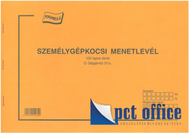 D.Gépj.31/Új Személygépkocsi menetlevél A4 Nyomell