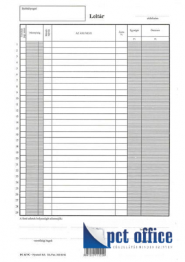 D.F.127/C Leltárfelvételi ív A3