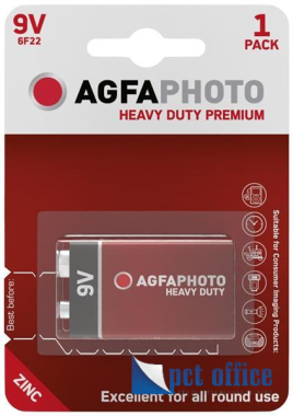 Elem AgfaPhoto Heavy Duty 9V 6F22/9V Piros, féltartós