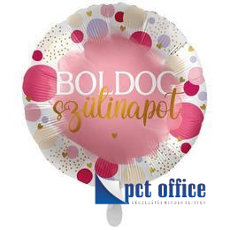 Lufi Fóliás 17 inch-es Szülinapi,Boldog Szülinapot Mintás Pink Pöttyös