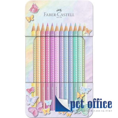 Színes Ceruza 12 db-os háromszögletű SPARKLE/Kristály pasztell Faber Castell fémdobozos