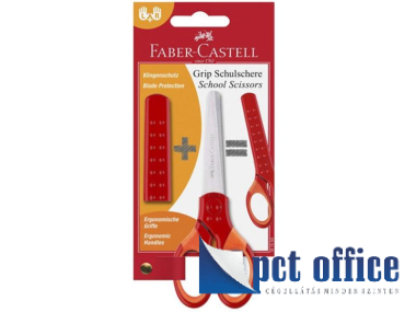 Olló 13,5 cm Faber Castell Grip piros