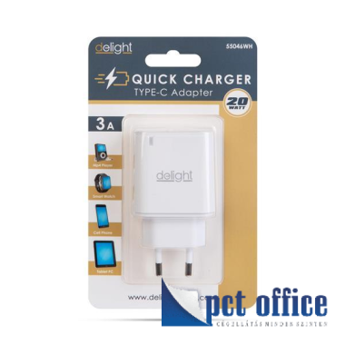 USB hálózati adapter Type-C PD20W gyorstöltő, fehér
