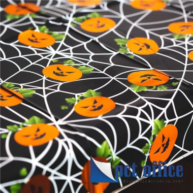 Asztalterítő party Halloween tök, pókháló 137 x 183 cm