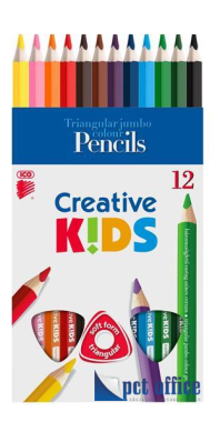 Színes Ceruza 12 db-os háromszögletű Jumbo Creative Kids