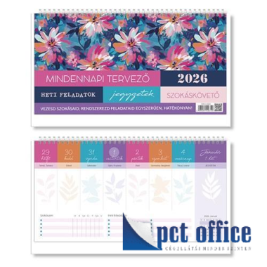 Naptár Színes Asztali PD 28,5x15 cm Mindennapi tervező 2026.