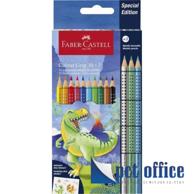 Színes Ceruza 10+3 db-os háromszögletű Grip Dinosaur Faber Castell