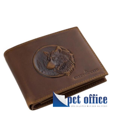 Pénztárca Férfi bőr Green Deed 3DW1021/T vadász farkas mintával